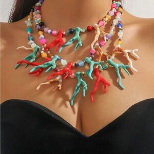 Colorful Beaded Coral Necklace
